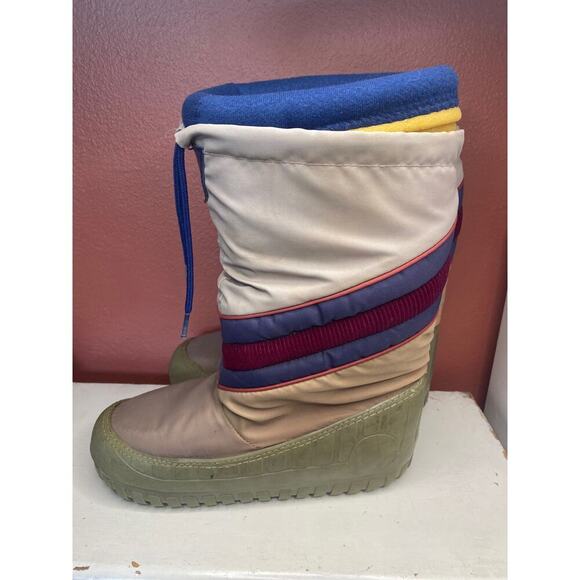 VINTAGE retro 1970s Winter Snow Boots Wedge 9.5 - Picture 7 of 9